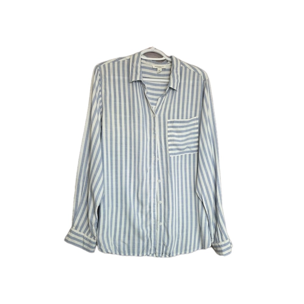 Beach‎ Lunch Lounge Womens Large Striped Long Sleeve Coastal Grandma Cottagecore
